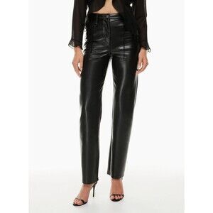Aritzia Wilfred The Melina Pants BlackHigh-waisted Vegan Leather Size 10 Straig